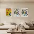Kandinsky Dinamik Soyutlar Doğal Ahşap Çerçeveli 3lü Tablo Seti
