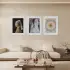 Sanat Eserleri Üçlüsü Beyaz Çerçeveli 3lü Ahşap Tablo Seti