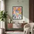 Modern Pastel Çiçekler Siyah Ahşap Çerçeveli Tablo Bohem Görünümlü Salon Oturma Odası Duvar