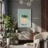 Minimal Sukulent Çizim Tablo Beyaz Ahşap Çerçeveli Aksesuarları Modern Sanat İç Mekan Yatak