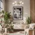 Minimalist Siyah Çiçek Ahşap Çerçeveli Tablo Bohem Koridor Ofis Kanvas Görünümlü Salon Oturma
