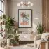 Minimalist Yaprak Geometri Siyah Ahşap Çerçeveli Tablo Salon Oturma Odası Duvar Dekoru Poster