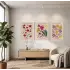 Pastel Çiçek Pazarı Tablo 3lü Beyaz Çerçeveli Tablo Seti Bohem Tablo Salon Duvar Tablo Poster Tablo