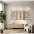 Modern Botanik Çiçek Pazarı 3lü Siyah Çerçeveli Tablo Seti Bohem Tablo Resim Çerçevesi Tablo Salon