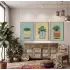 Minimalist Bitki Sanatı Seti 3lü Ahşap Çerçeveli Tablo Seti Resim Çerçevesi Tablo Salon