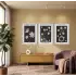 Papatya Bahçesi Minimalist Üçlü 3lü Beyaz Çerçeveli Tablo Seti Resim Çerçevesi Tablo Salon