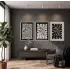 Kıvrımlı Soyut Bej Desenler 3lü Beyaz Çerçeveli Tablo Seti Poster Tablo Resim Çerçevesi Dekoratif