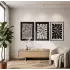 Kıvrımlı Soyut Bej Desenler 3lü Siyah Çerçeveli Tablo Seti Tablo Çerçeve Salon Duvar Tablo Dekor