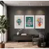 Modern Botanik Vazo Üçlüsü 3lü Beyaz Çerçeveli Tablo Seti Bohem Tablo Resim Çerçevesi Tablo Salon