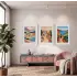 Renklerin Coğrafyası 3lü Beyaz Çerçeveli Tablo Seti Salon Duvar Tablo Poster Tablo