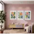 Modern Canlı Botanik Üçlü 3lü Beyaz Çerçeveli Tablo Seti Bohem Tablo Resim Çerçevesi Tablo Salon