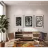 Siyah Bej Soyut Botanik 3lü Ahşap Çerçeveli Tablo Seti Bohem Tablo Resim Çerçevesi Tablo Salon