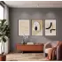 Bej Toprak Modern Soyut Seti 3lü Siyah Çerçeveli Tablo Seti Tablo Çerçeve Salon Duvar Tablo Dekor