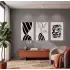 Minimalist Siyah Beyaz Formlar 3lü Ahşap Çerçeveli Tablo Seti Duvar Tablo Oda Dekorasyonu Dekoratif
