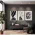 Minimalist Siyah Beyaz Formlar 3lü Beyaz Çerçeveli Tablo Seti Duvar Tablo Oda Dekorasyonu Dekoratif