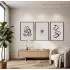 Toprak Tonları Soyut Çizgiler 3lü Siyah Çerçeveli Tablo Seti Poster Tablo Resim Çerçevesi Dekoratif