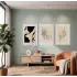 Soyut Bej Siyah Trio 3lü Beyaz Çerçeveli Tablo Seti Poster Tablo Resim Çerçevesi Dekoratif Obje