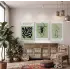 Yeşil Minimalist Bohem 3lü Beyaz Çerçeveli Tablo Seti Bohem Tablo Duvar Tablo Oda Dekorasyonu Salon