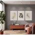 Bej Siyah Soyut Denge 3lü Beyaz Çerçeveli Tablo Seti Tablo Çerçeve Salon Duvar Tablo Dekor