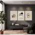 Bohem Minimalist İç Mekan Çizimleri 3lü Beyaz Çerçeveli Tablo Seti Bohem Tablo Salon Duvar Tablo