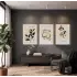 Minimalist Botanik Çizgiler 3lü Ahşap Çerçeveli Tablo Seti Bohem Tablo Salon Duvar Tablo Poster