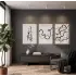 Modern Bohem Akışkan Çizgiler 3lü Ahşap Çerçeveli Tablo Seti Bohem Tablo Resim Çerçevesi Tablo