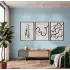 Modern Bohem Akışkan Çizgiler 3lü Siyah Çerçeveli Tablo Seti Bohem Tablo Tablo Çerçeve Salon Duvar