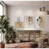 Minimalist Jardin Bitki Seti 3lü Beyaz Çerçeveli Tablo Seti Salon Duvar Tablo Poster Tablo