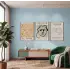 Matisse Esintili Soyut Sanat Üçlüsü 3lü Ahşap Çerçeveli Tablo Seti Salon Duvar Tablo Poster Tablo