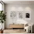 Modern Soyut Silüetler 3lü Beyaz Çerçeveli Tablo Seti Resim Çerçevesi Tablo Salon Aksesuarları