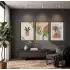 Minimalist Botanik Koleksiyonu 3lü Siyah Çerçeveli Tablo Seti Bohem Tablo Salon Duvar Tablo Poster