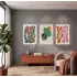 Akışkan Botanik Soyut Sanat 3lü Ahşap Çerçeveli Tablo Seti Bohem Tablo Resim Çerçevesi Tablo Salon