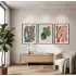 Akışkan Botanik Soyut Sanat 3lü Siyah Çerçeveli Tablo Seti Bohem Tablo Tablo Çerçeve Salon Duvar