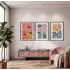 Modern Pastel Çiçek Demeti 3lü Siyah Çerçeveli Tablo Seti Bohem Tablo Duvar Tablo Oda Dekorasyonu