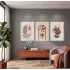 Boho Toprak Tonları Bitkisel Sanat 3lü Beyaz Çerçeveli Tablo Seti Bohem Tablo Tablo Çerçeve Duvar
