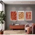 Terracotta Botanik Soyut Üçlü 3lü Beyaz Çerçeveli Tablo Seti Bohem Tablo Resim Çerçevesi Tablo