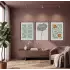 Retro Botanik Üçlü 3lü Siyah Çerçeveli Tablo Seti Bohem Tablo Salon Duvar Tablo Poster Tablo