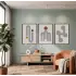 Soyut Kavisli Geometrik Set 3lü Siyah Çerçeveli Tablo Seti Resim Çerçevesi Tablo Salon Aksesuarları