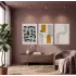 Sarı Teal Geometrik Soyut 3lü Beyaz Çerçeveli Tablo Seti Duvar Tablo Oda Dekorasyonu Dekoratif Obje