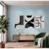 Modern Füme Soyut Kompozisyon 3lü Beyaz Çerçeveli Tablo Seti Poster Tablo Resim Çerçevesi Dekoratif