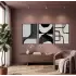 Modern Füme Soyut Kompozisyon 3lü Siyah Çerçeveli Tablo Seti Duvar Tablo Oda Dekorasyonu Salon