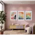 Soyut Pastel Ufuklar 3lü Beyaz Çerçeveli Tablo Seti Poster Tablo Duvar Tablo Ev Dekorasyonu