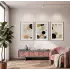 Soyut Toprak Tonları Daireler 3lü Ahşap Çerçeveli Tablo Seti Poster Tablo Resim Çerçevesi Dekoratif