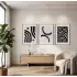 Minimalist Soyut Kavisli Uyum 3lü Ahşap Çerçeveli Tablo Seti Poster Tablo Duvar Tablo Ev
