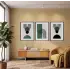 Minimalist Yeşil Kemerli 3lü Siyah Çerçeveli Tablo Seti Tablo Çerçeve Salon Duvar Tablo Dekor
