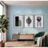 Minimalist Geometrik Formlar 3lü Siyah Çerçeveli Tablo Seti Duvar Tablo Oda Dekorasyonu Salon