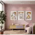 Toprak Tonları Soyut Desen 3lü Ahşap Çerçeveli Tablo Seti Salon Duvar Tablo Poster Tablo