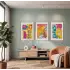 Renkli Soyut Enerji 3lü Ahşap Çerçeveli Tablo Seti Poster Tablo Duvar Tablo Ev Dekorasyonu