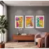 Renkli Soyut Enerji 3lü Siyah Çerçeveli Tablo Seti Poster Tablo Resim Çerçevesi Dekoratif Obje