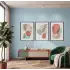 Pastel Soyut Yaprak Formları 3lü Siyah Çerçeveli Tablo Seti Poster Tablo Resim Çerçevesi Dekoratif